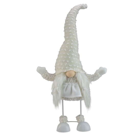 24.5" White & Beige Spring-Loaded Serena Christmas Gnome with Pigtails